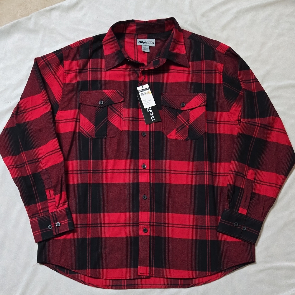 Men's Bold Red and Black Plaid Shirt